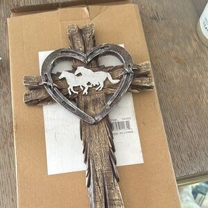 Rustic Brown and Silver Wall Cross Decor